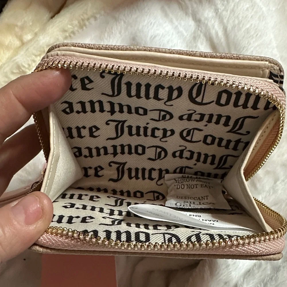 Juicy Couture Beige Wallet with Pink and Green Strawberry Charm